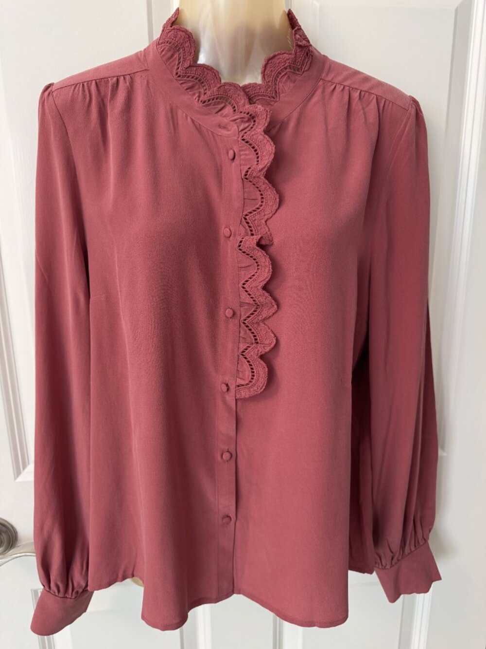 NWT SEZANE Chloe Silk Blouse Chemise Top Womens Size M FR Size 42 US 10 Rose - Picture 2 of 10